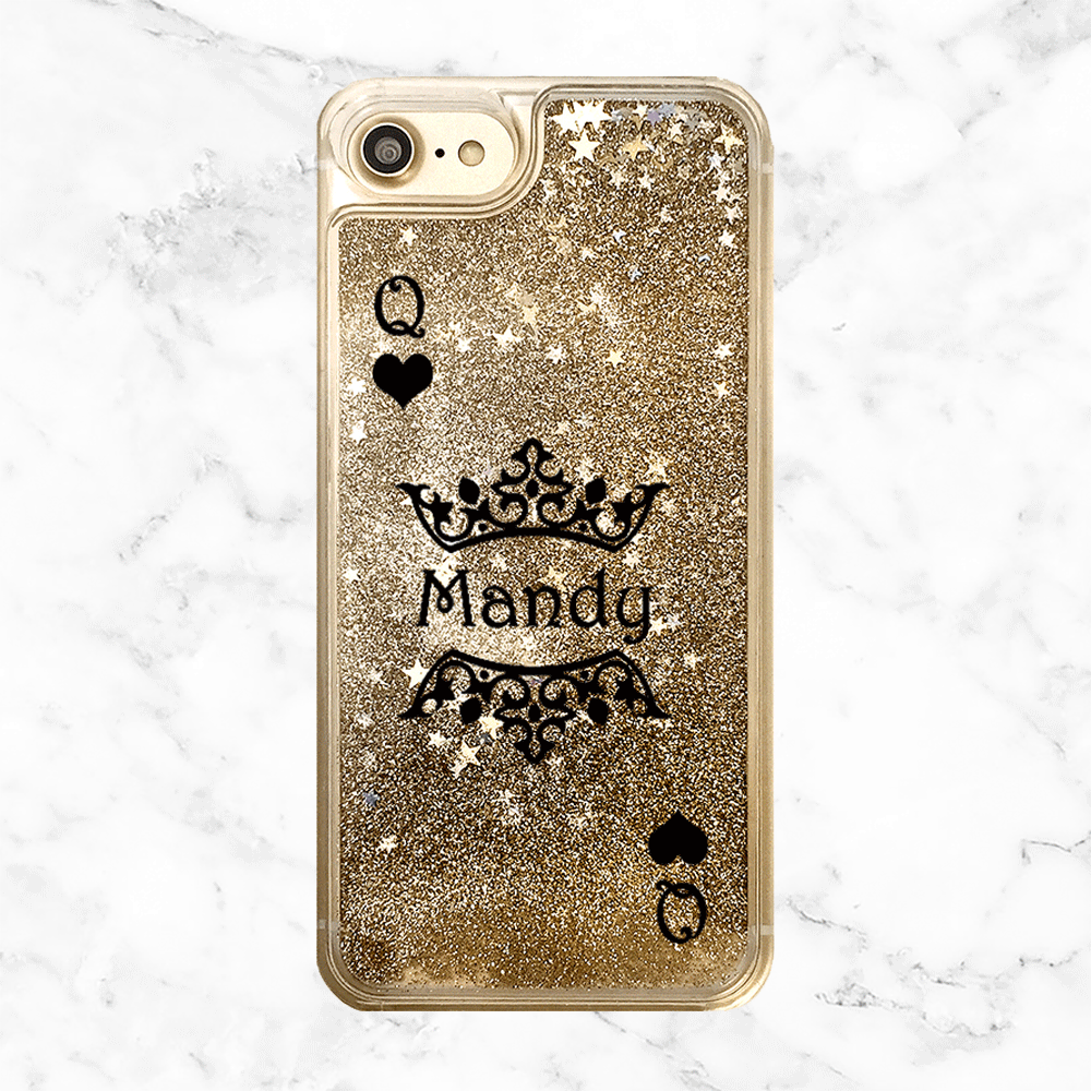 Gold Glitter Queen of Hearts Custom Case – Arla LaserWorks