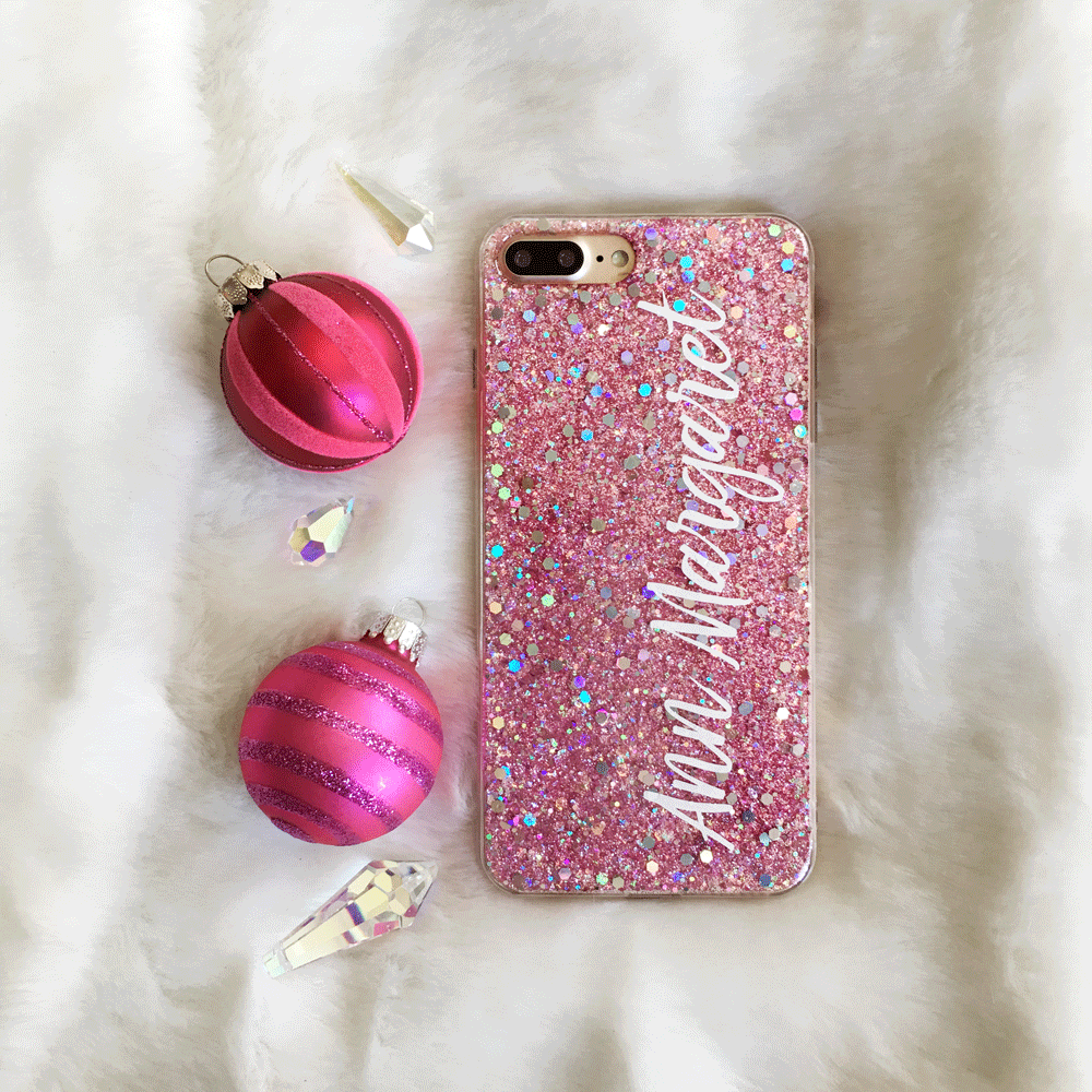 Pink Glitter Custom Name Phone Case