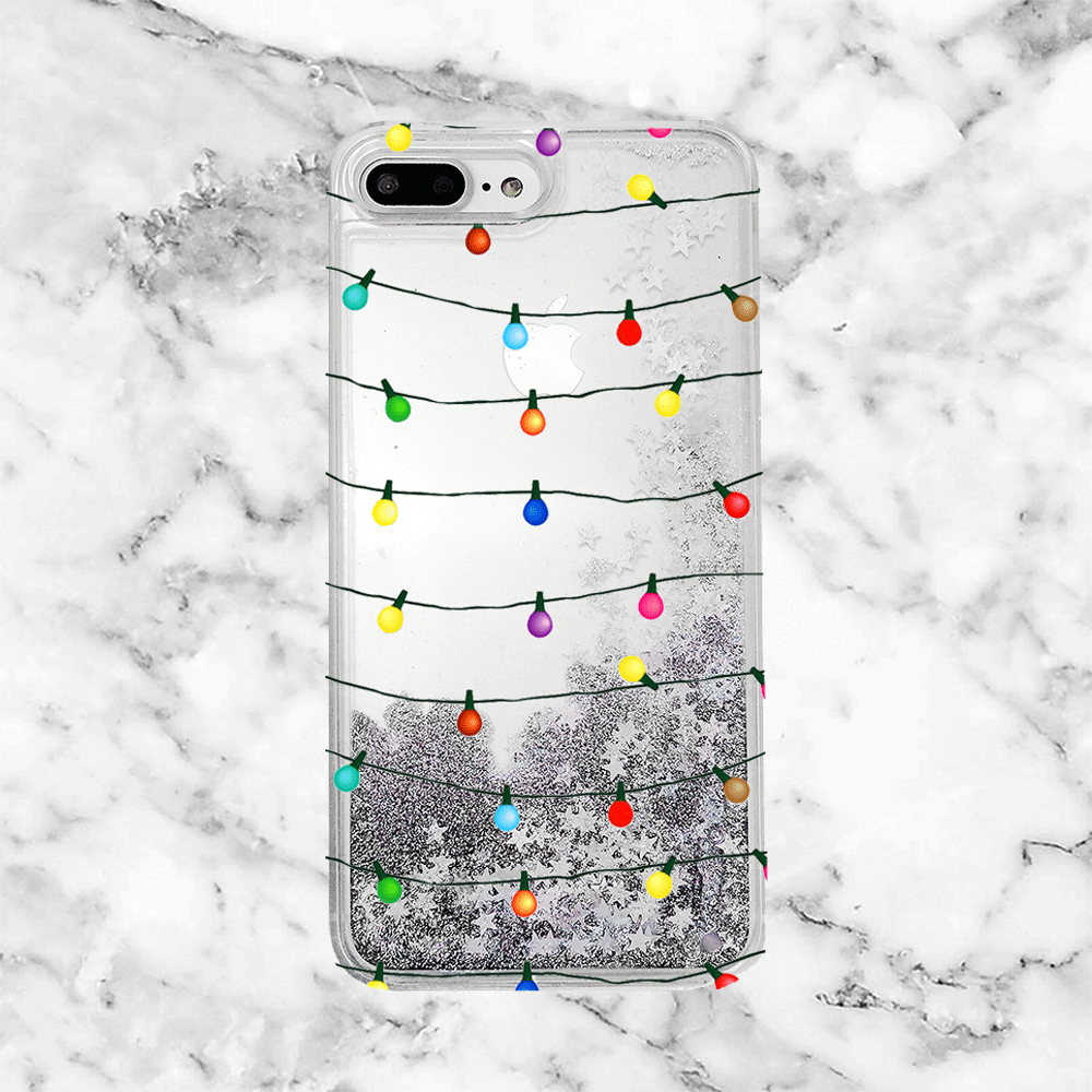 Christmas Lights Liquid Glitter Phone Case Arla LaserWorks